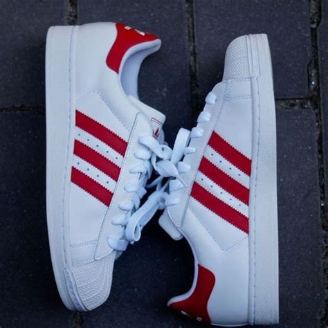 superstar adidas weiß rote streifen